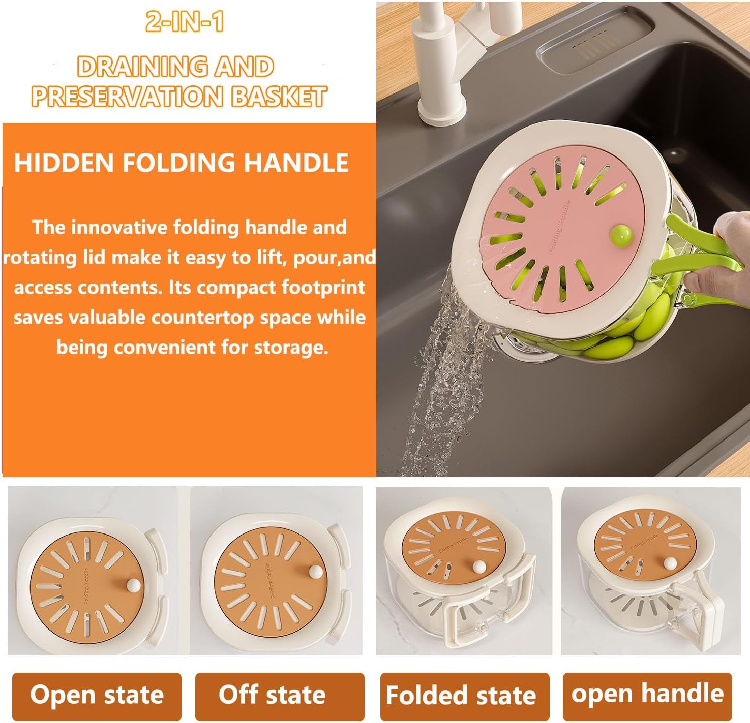 Foldable Handle Fruit Strainer