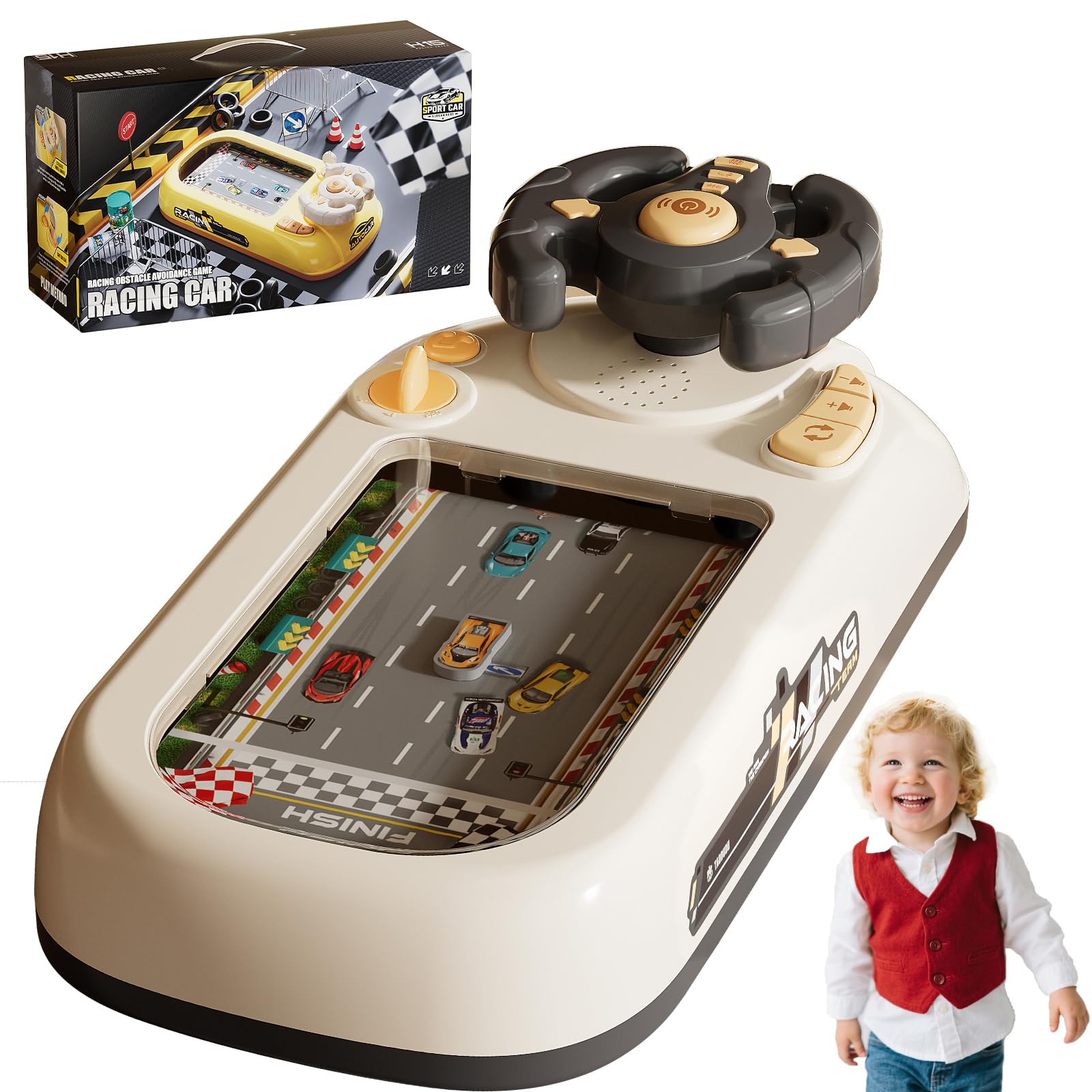 Racing Car Toy with Steering Wheel