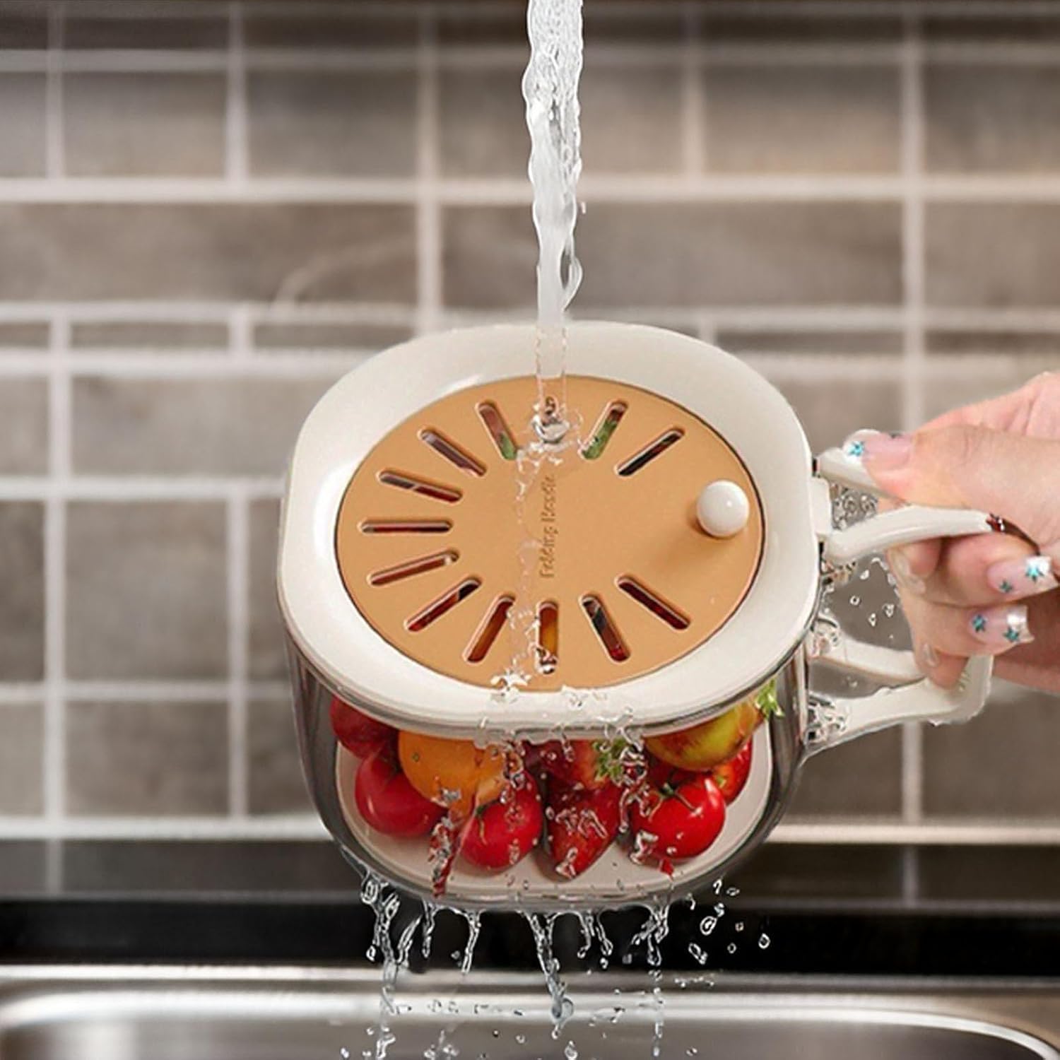 Foldable Handle Fruit Strainer