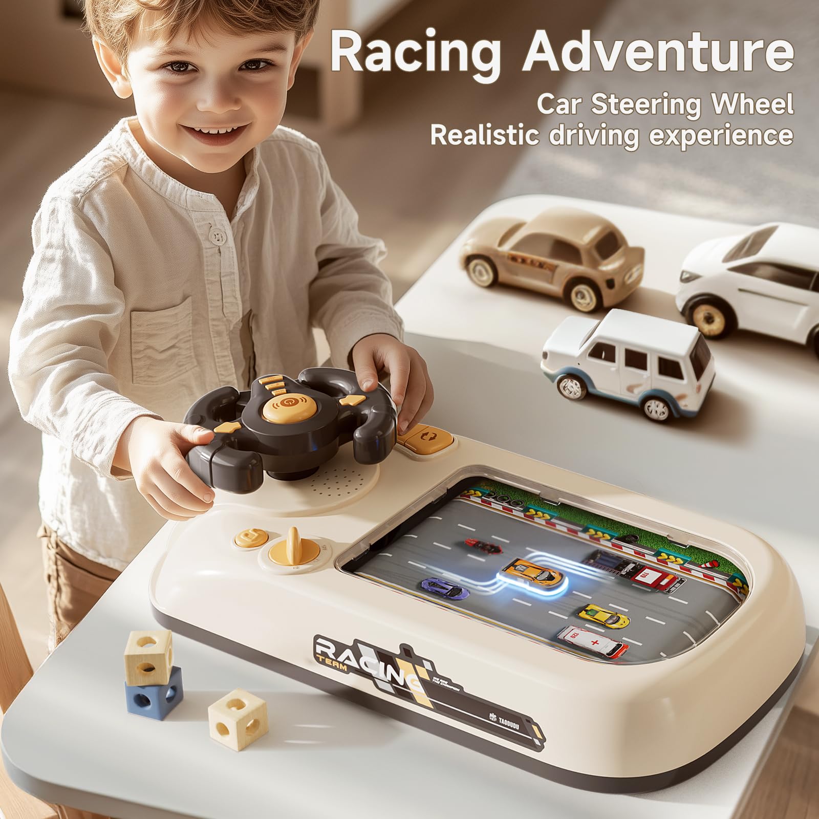 Racing Car Toy with Steering Wheel