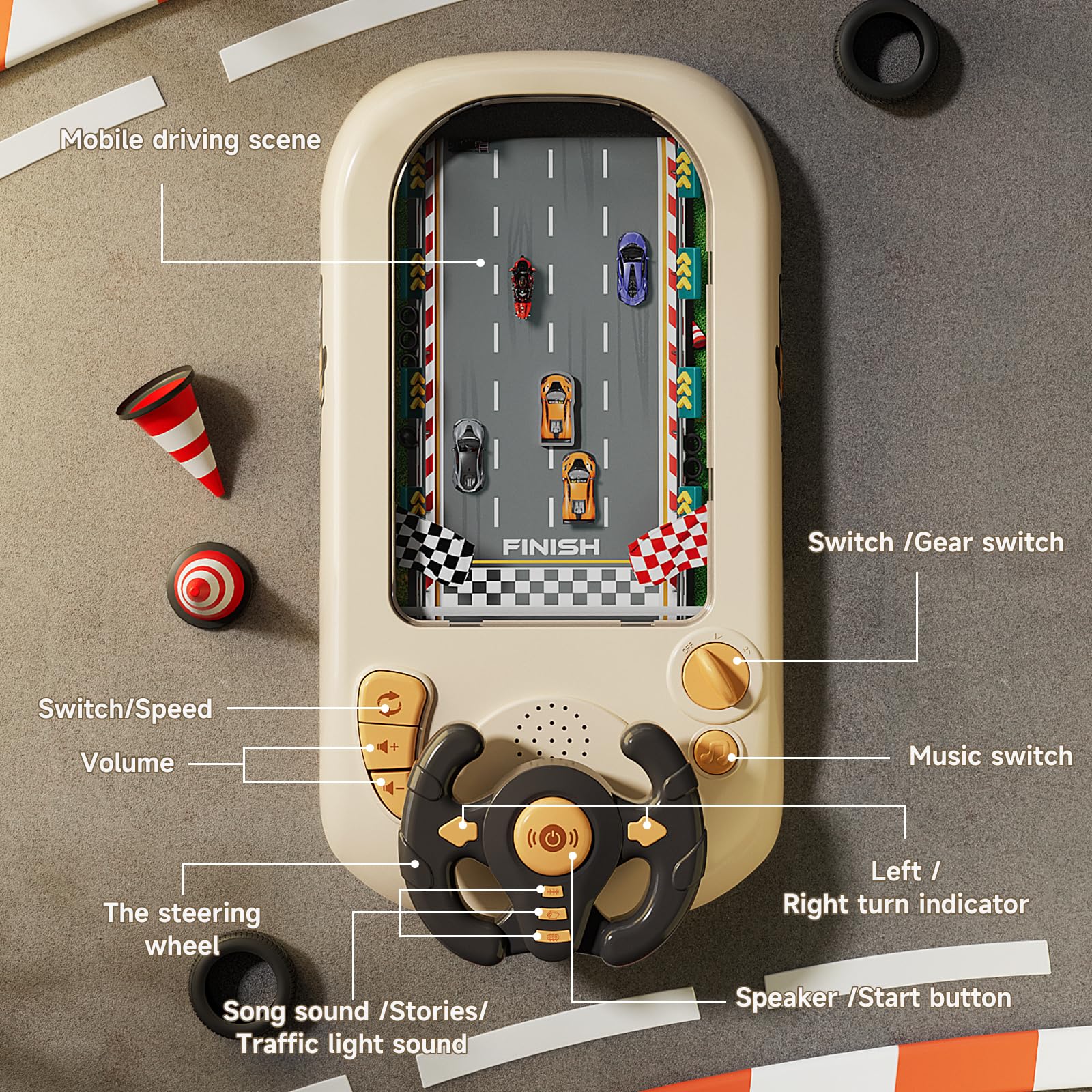 Racing Car Toy with Steering Wheel