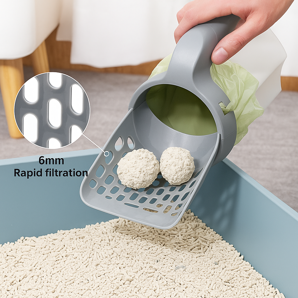 LITTERNIX | All-in-One Cat Litter Scoop with Waste Bin